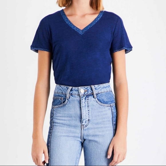 Maje Tops - Maje Blue Linen Shirt Size 1